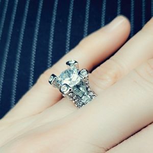 White Saphire Antique Engagement Wedding Ring 925